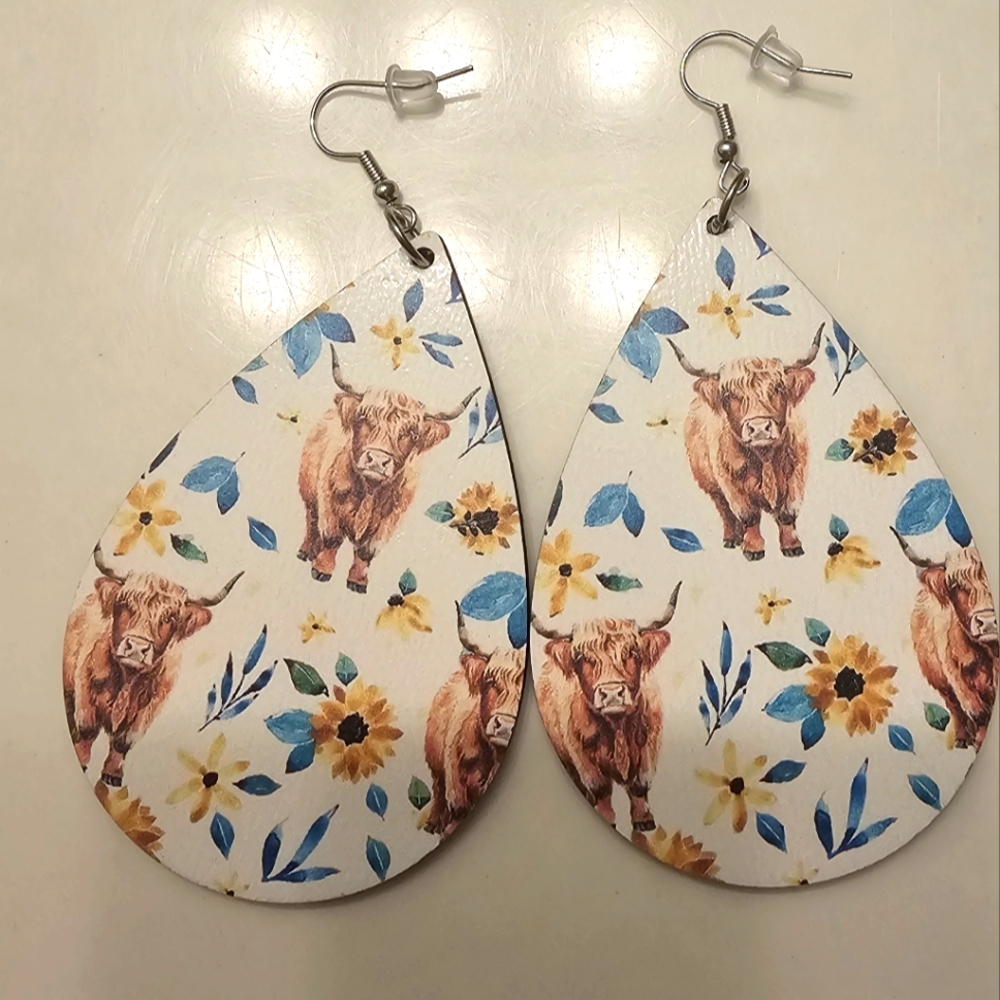 Cow Print Teardrop Earrings